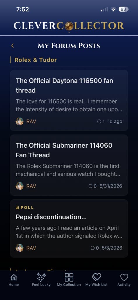 CleverCollector Watches — My Forum Posts